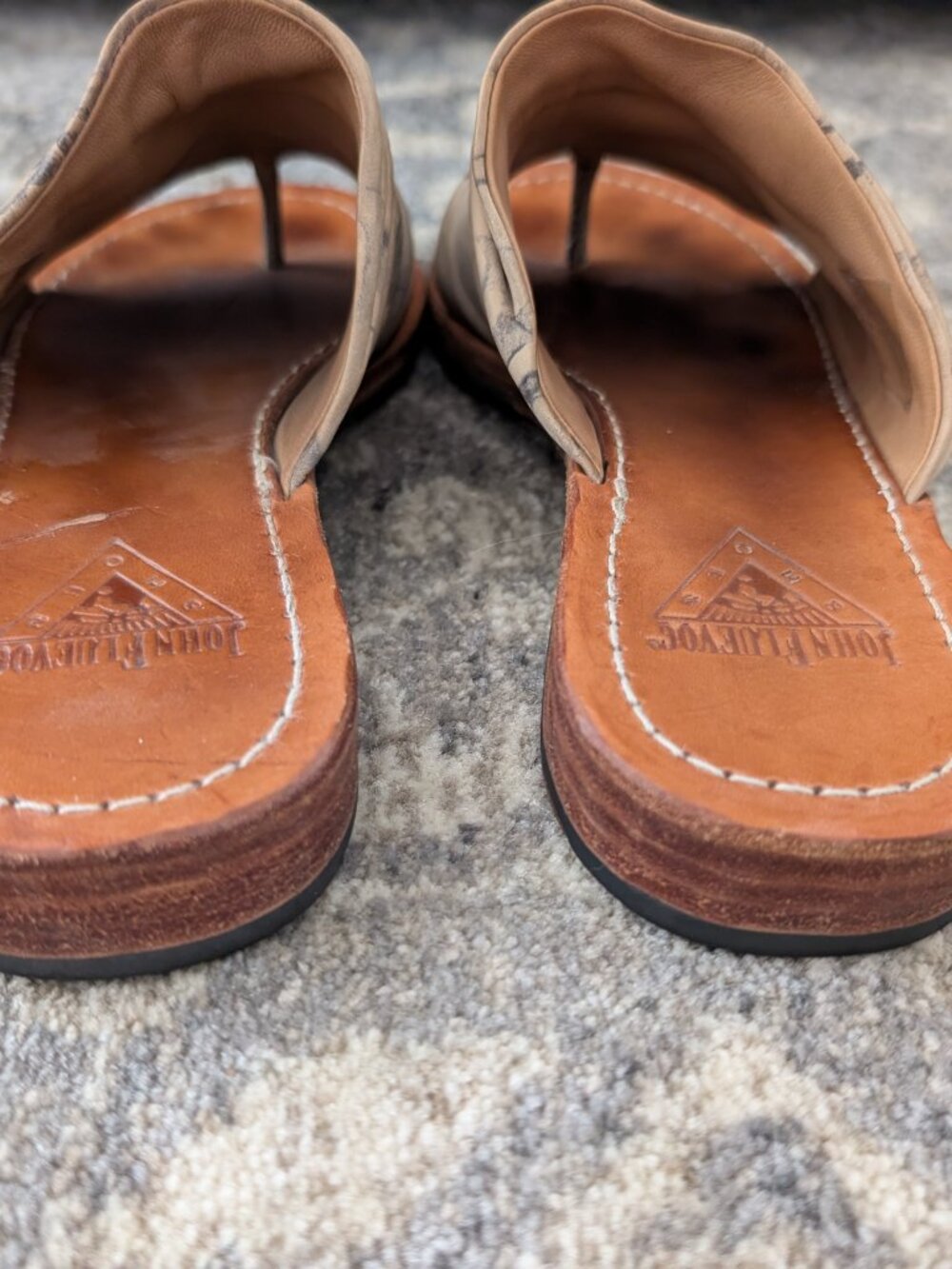 JOHN FLUEVOG Sandal 7.5 Amazon Floral Leather Thong Beach Cove Slide Slip On - Picture 5 of 9